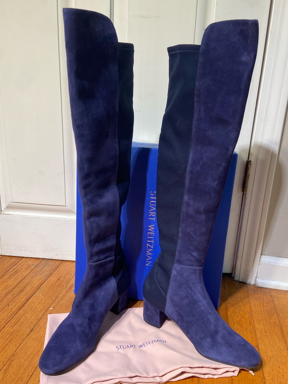 Stuart Weitzman Deep Navy Suede Over-the-Knee Boots (Gillian 60)